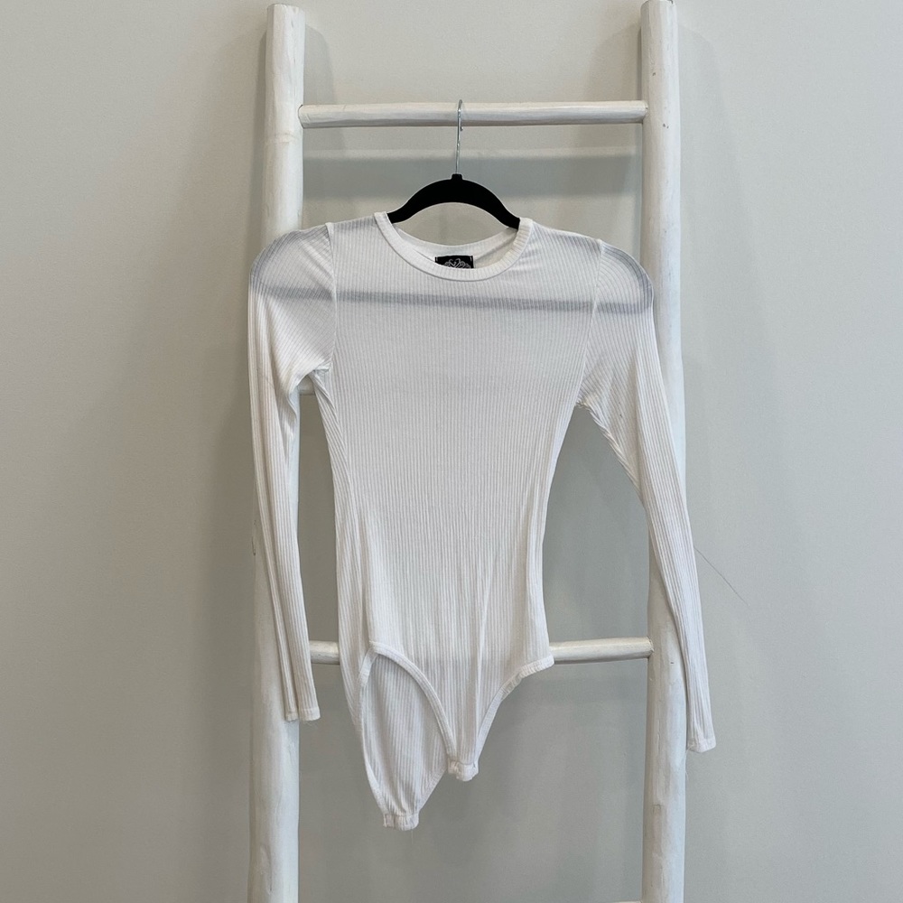 White Ribbed Bodysuit